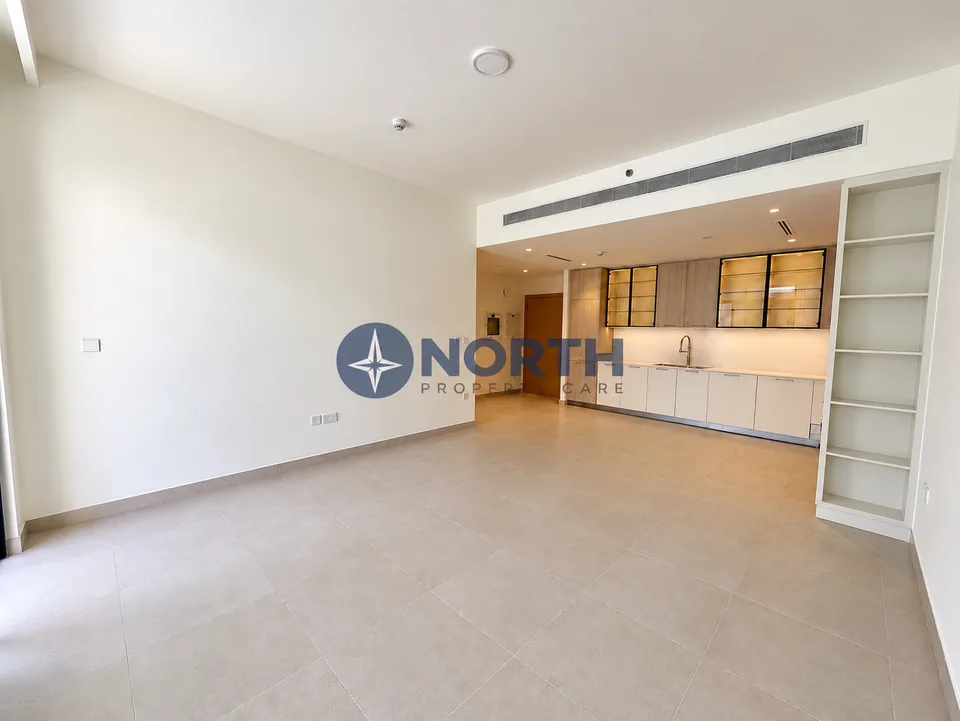 Repainted living-area wall facing the kitchen at Parkside Views