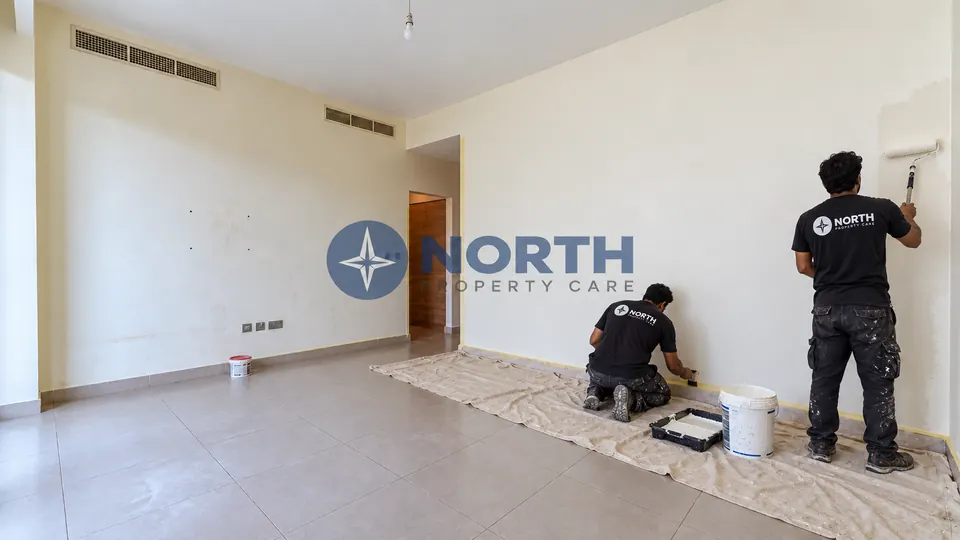 Living room walls being repainted during the Sidra villa project